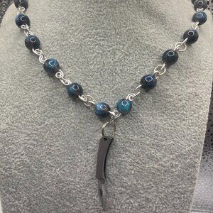 Witch B*tch Blue/Green Bead Pocket Knife Necklace